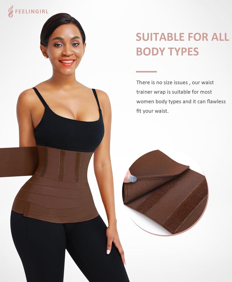 FeelinGirl Waist Trainer for Women Bandage Wrap Trimmer Belt Long Torso Tummy Wraps Belly Body Shaper Waist Trimmer Belt - Image 5